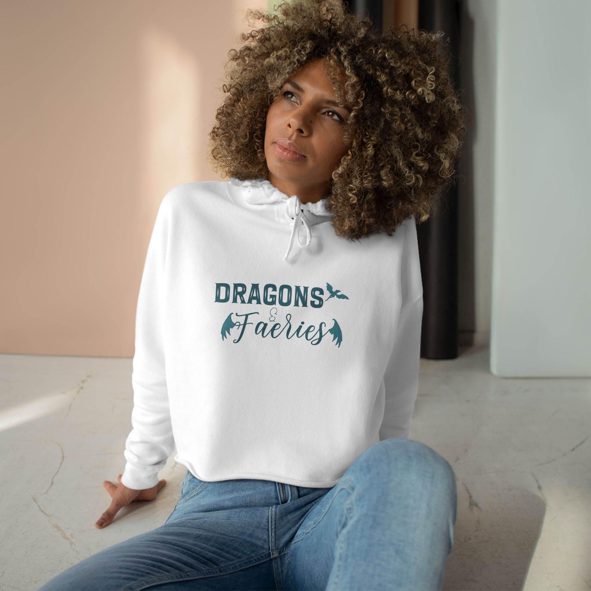 Dragons and Faeries Crop Hoodie - Image 3
