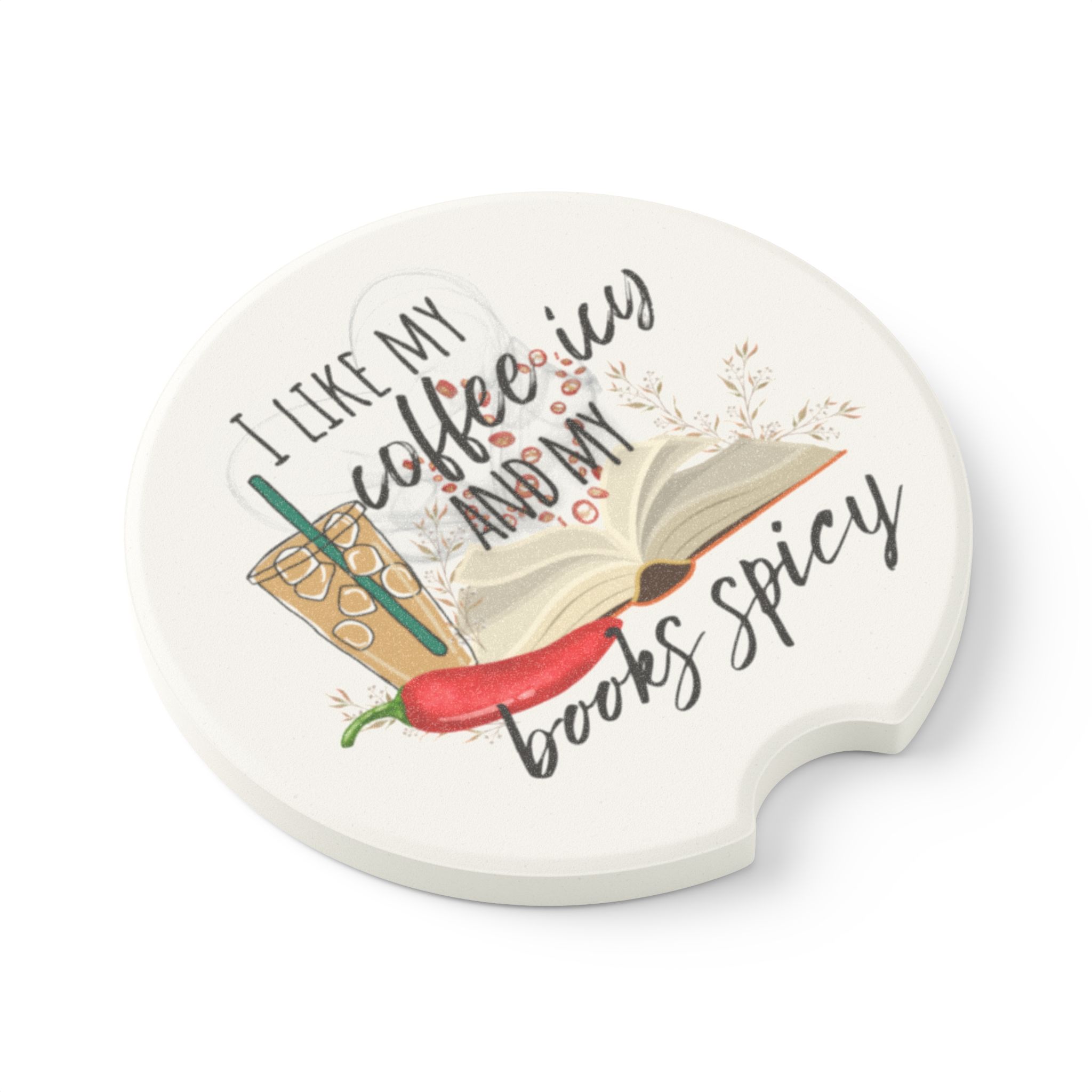 Icy and Spicy Romance Reader Soapstone Car Coaster - Image 3
