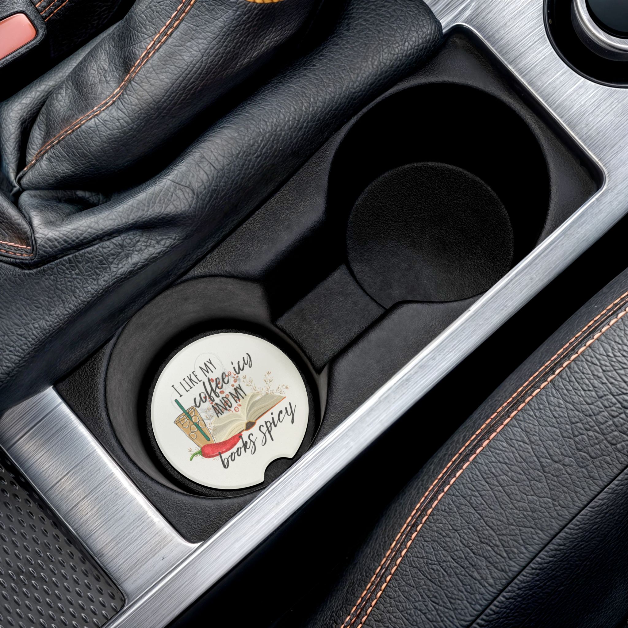 Icy and Spicy Romance Reader Soapstone Car Coaster - Image 4