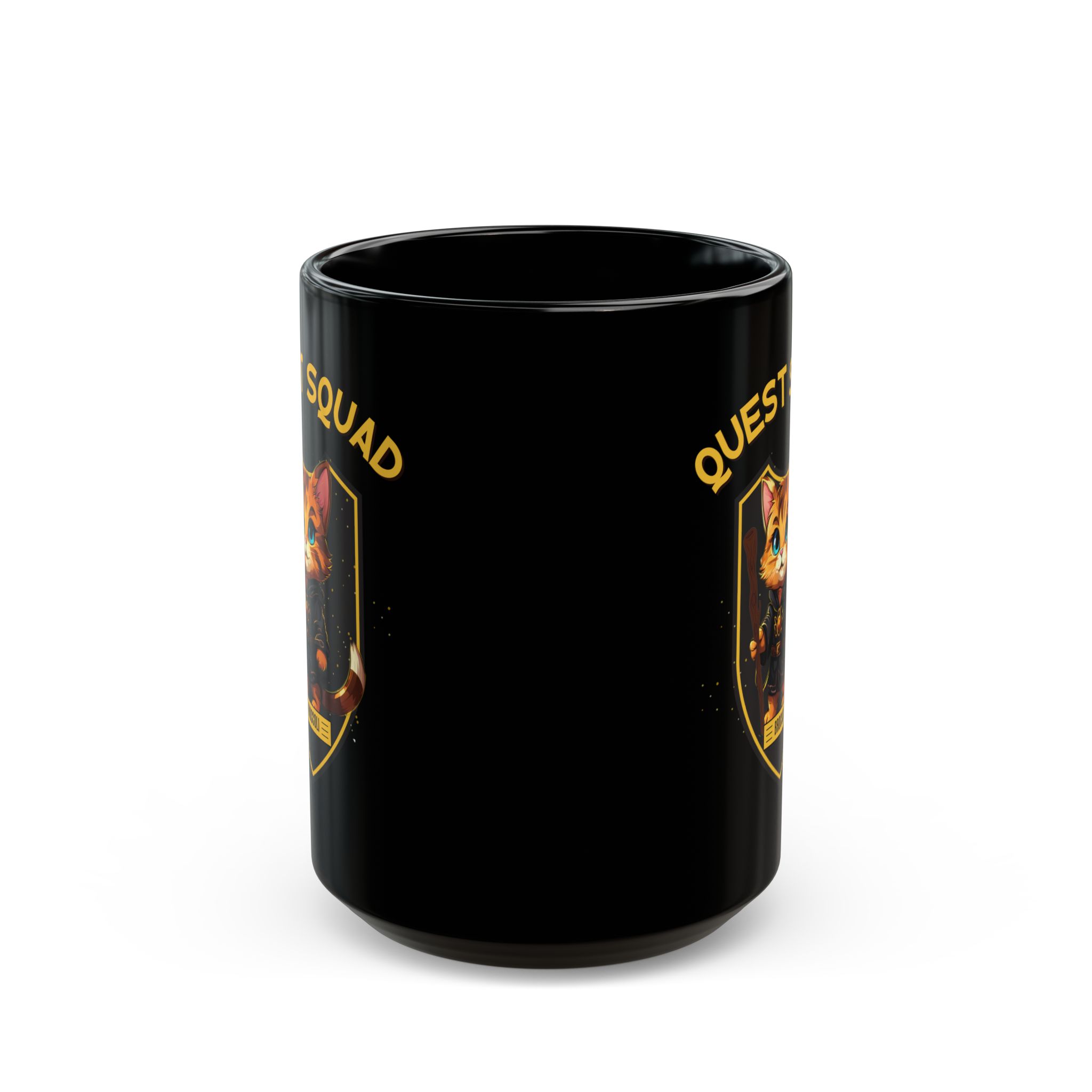 Quest Squad Black Mug - Broccoli Design - Image 5