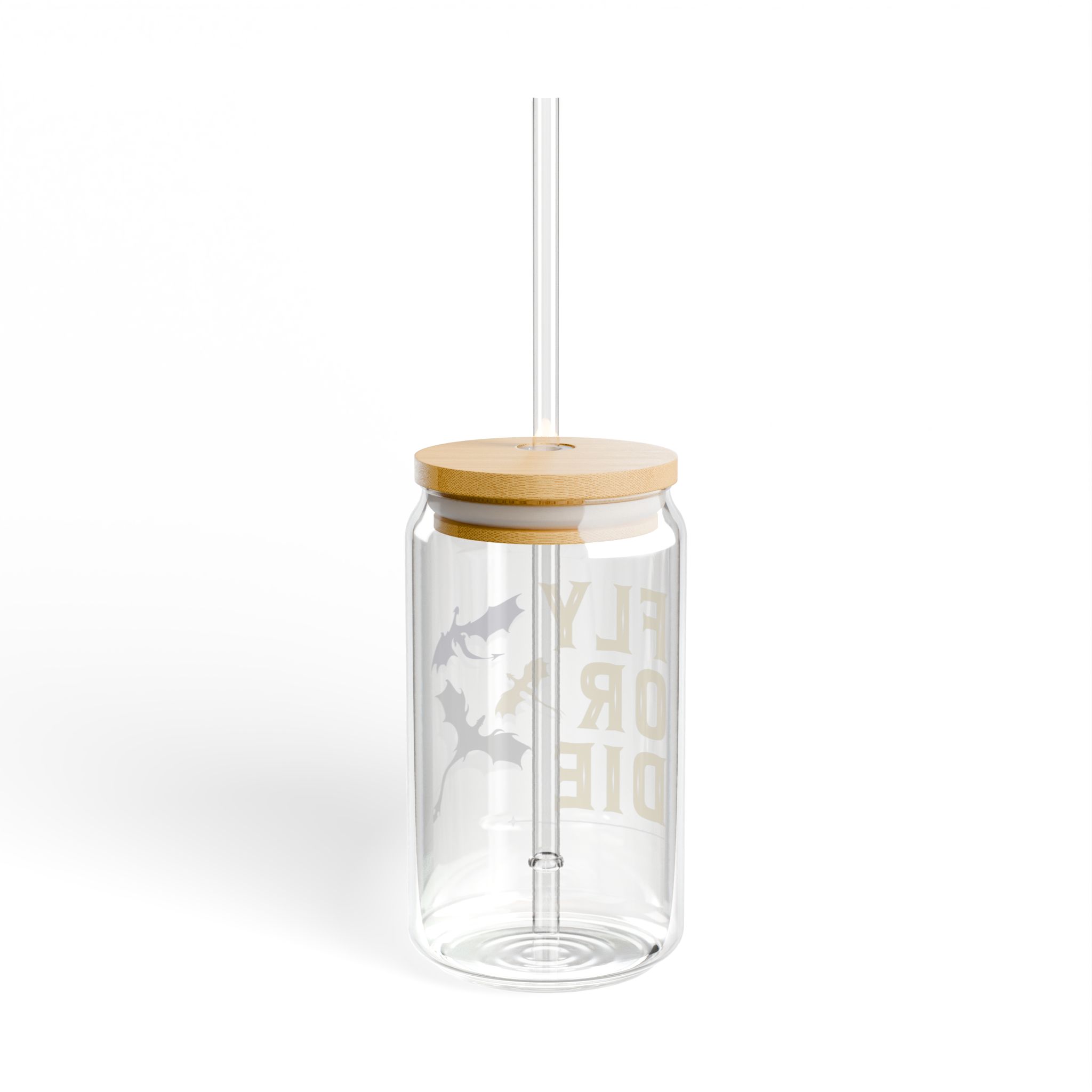 Fourth Wing Inspired Glass – Fly or Die Soda Can Glass with Bamboo Lid and Straw for Book Lovers - Image 3