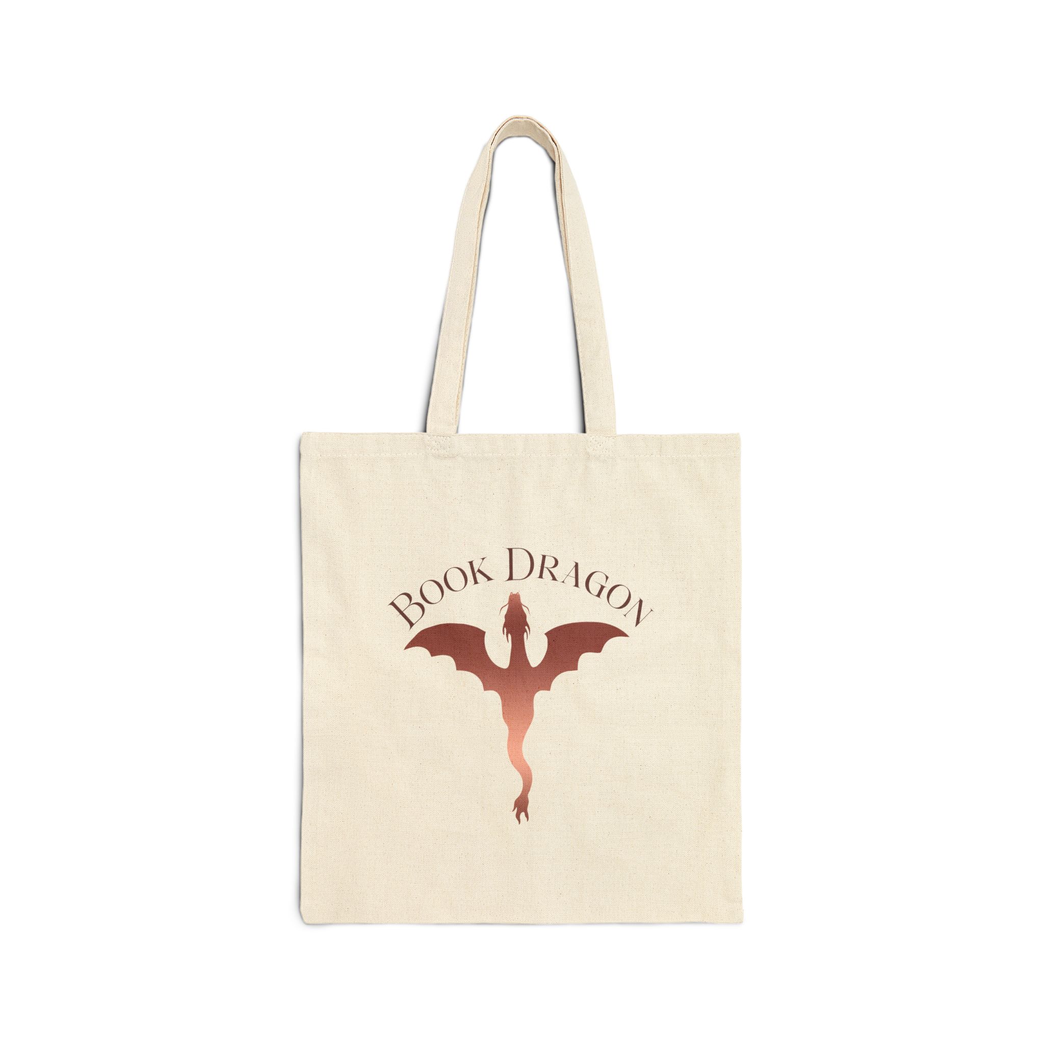 Book Dragon Canvas Tote Bag, Book Lover Bag, Bookish Romantasy Bag, Bookish Bag