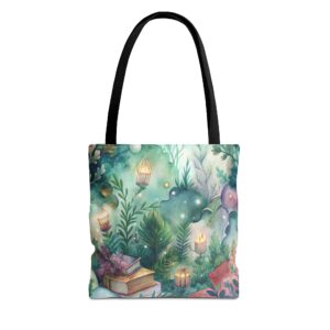 Bookish Tote Bag, Book Lover Bag, Fairy Garden,