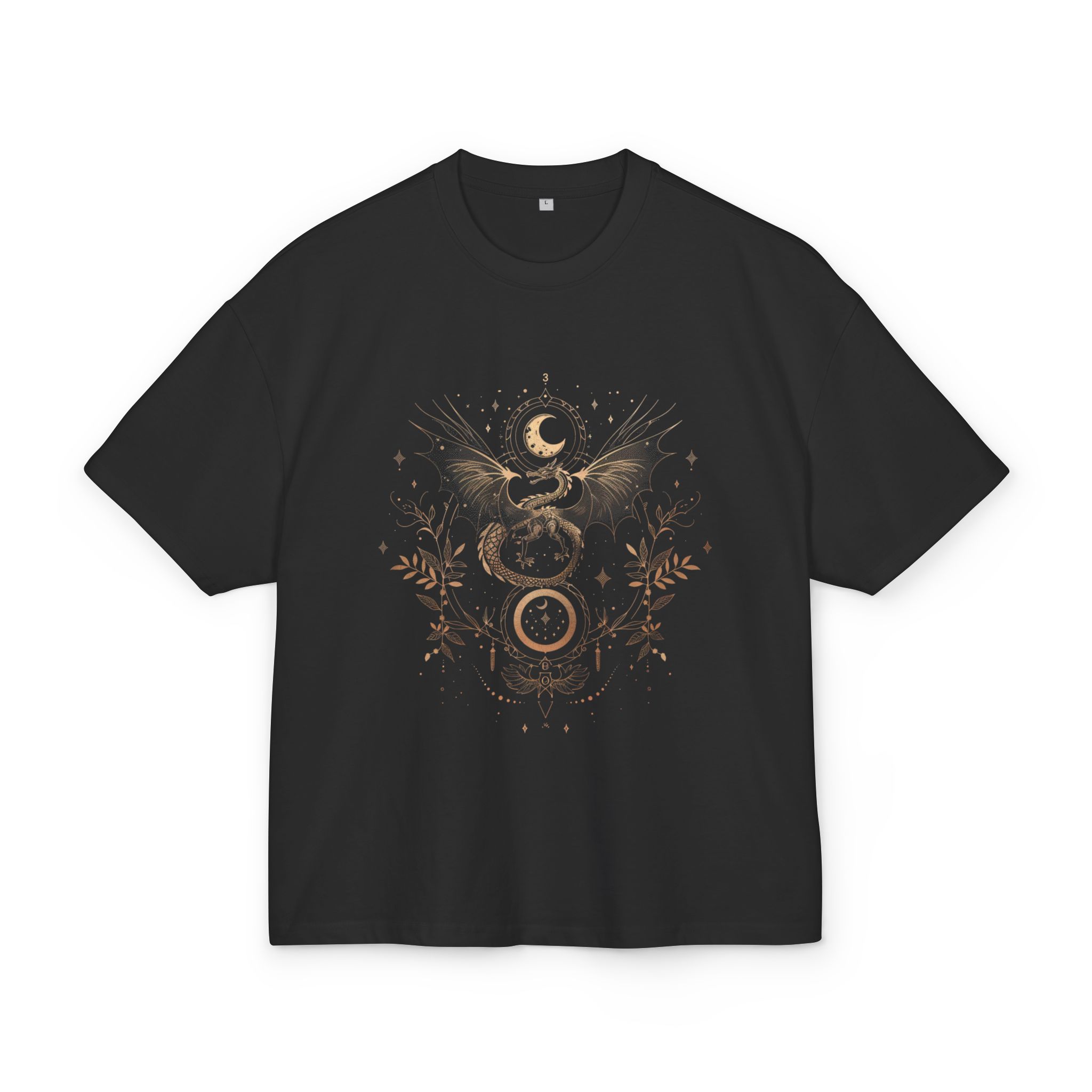 Mystical Dragon Box Tee, Unisex Heavy Cotton Shirt, Boho Style T-Shirt, Gift for Fantasy Lovers, Astrology Tee, Unique Graphic Tee