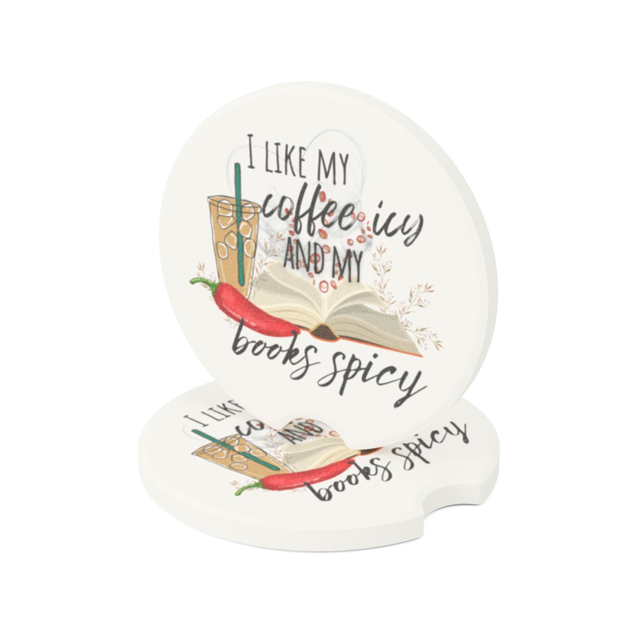 Icy and Spicy Romance Reader Soapstone Car Coaster - Image 8