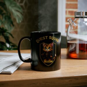 Quest Squad Black Mug - Broccoli Design