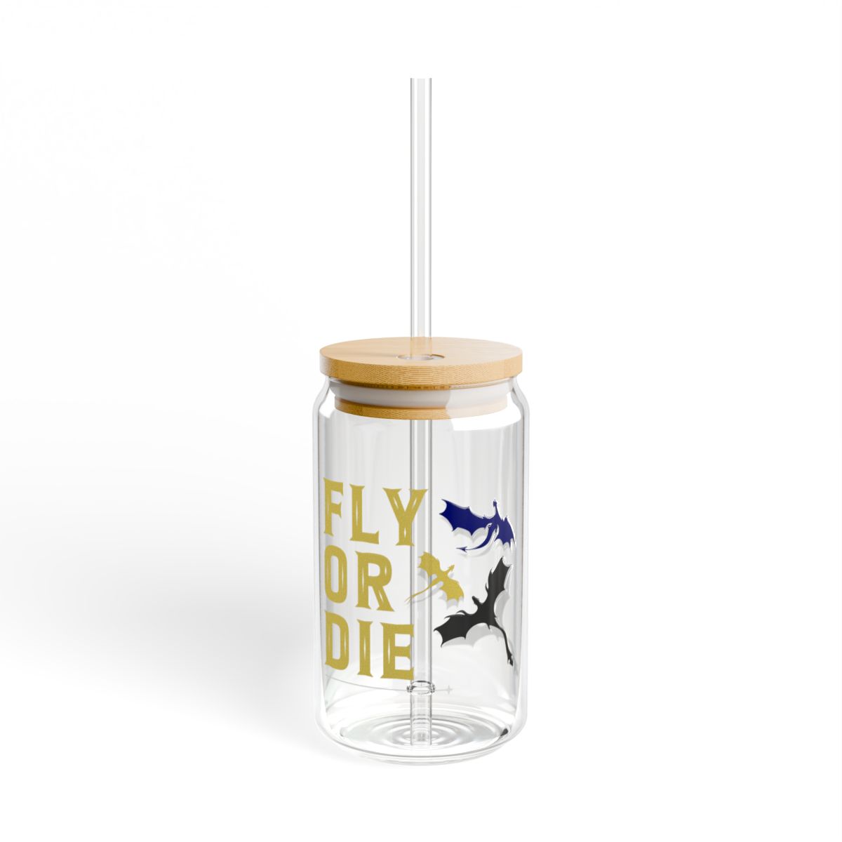 Fourth Wing Inspired Glass – Fly or Die Soda Can Glass with Bamboo Lid and Straw for Book Lovers - Image 5
